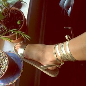 ASOS gold tie up sandals brand new!